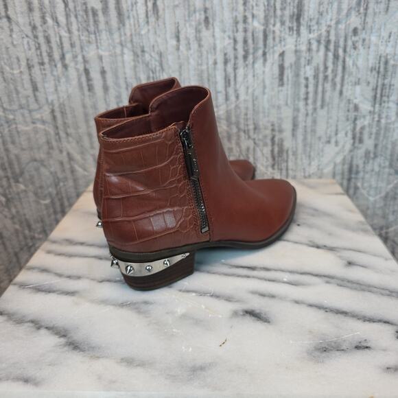 Sam Edelman Whiskey Tan Highland Croc Studded Ankle Booties Sz 6.5 Women's - Picture 3 of 8